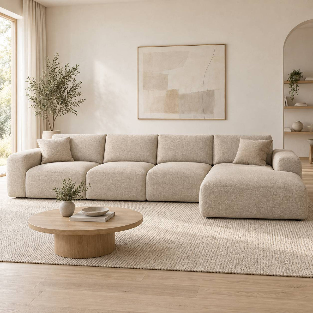 VILJA fem-sits L-soffa med schäslong