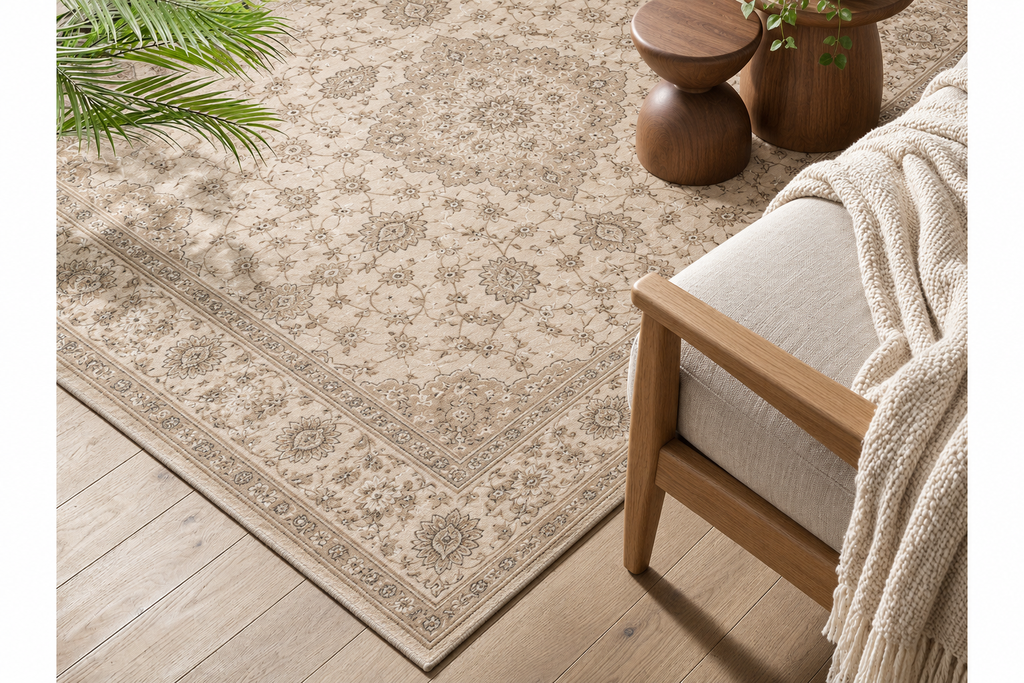 KASHAN orientalisk matta i beige finish 140x200 cm