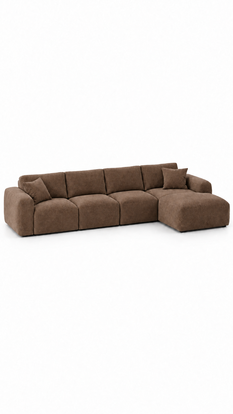 VILJA fem-sits L-soffa med schäslong i brun