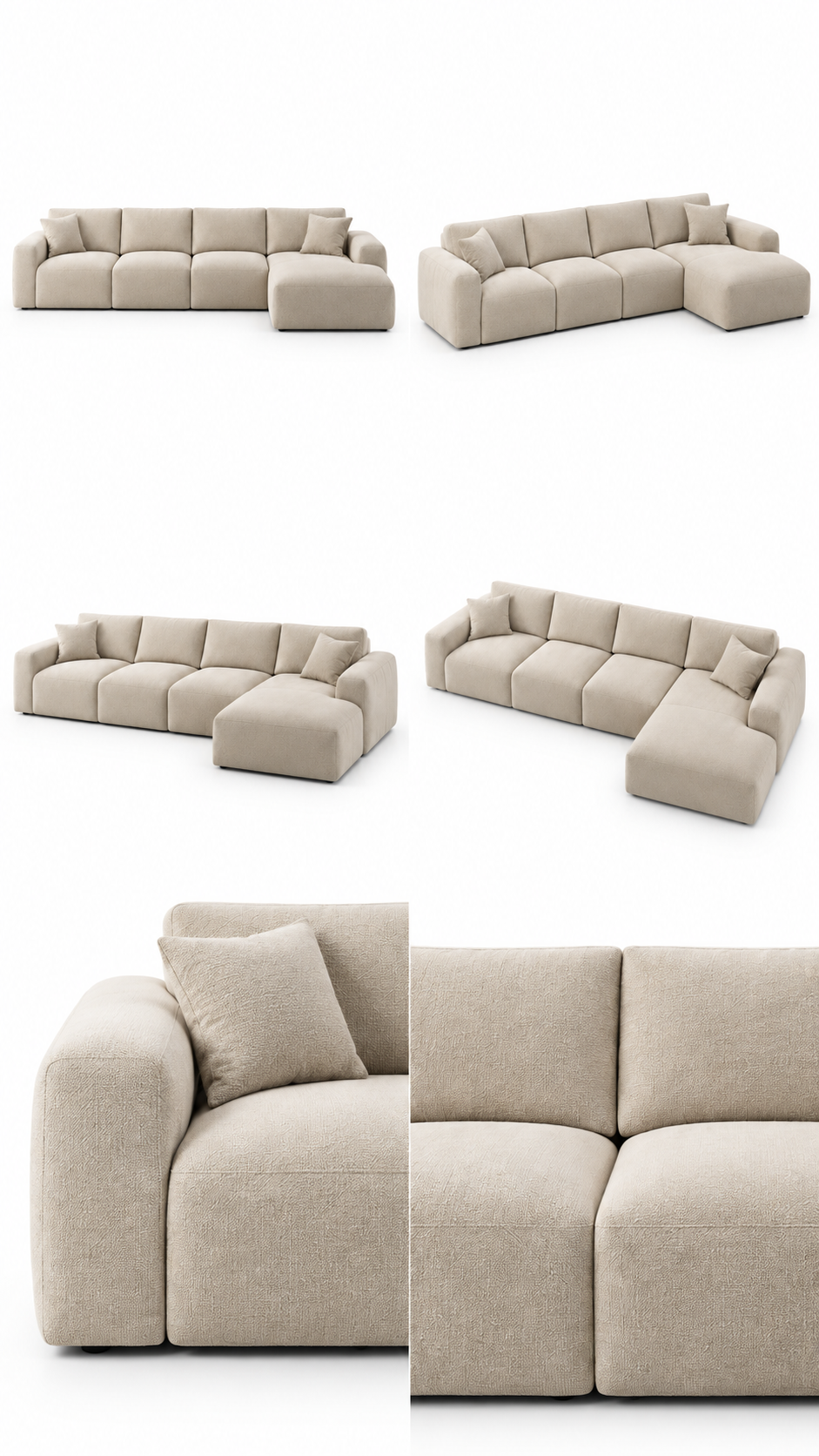 VILJA fem-sits L-soffa med schäslong