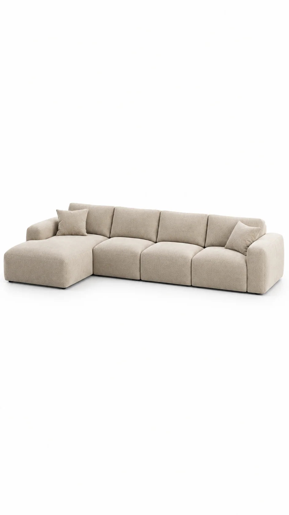 VILJA fem-sits L-soffa med vänstervänd schäslong i beige