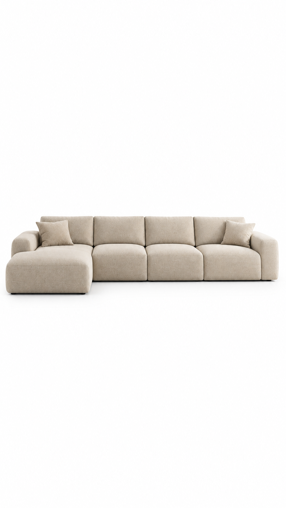 VILJA fem-sits L-soffa med vänstervänd schäslong i beige