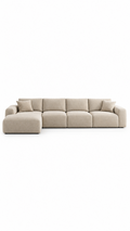 VILJA fem-sits L-soffa med vänstervänd schäslong i beige