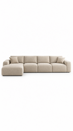 VILJA fem-sits L-soffa med vänstervänd schäslong i beige